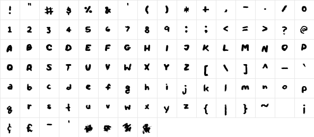 CrayonAndTheWolf Regular  glyph index