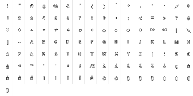 Boogie LT Std Outline 1  glyph index
