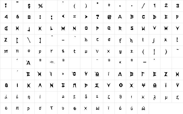 FL_Organic Regular  glyph index