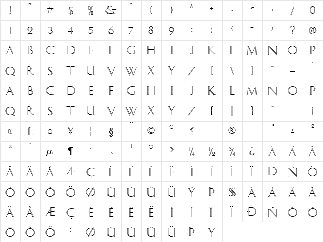 GE Sylvan Etched Caps Regular  glyph index