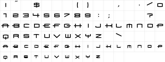 X979 Regular  glyph index
