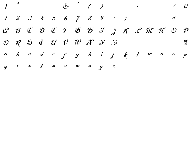 Dobkin Bold Bold Plain  glyph index