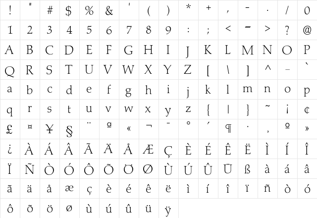 Marath-Xlight Regular  glyph index