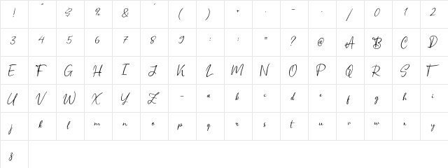 Schagen Regular  glyph index