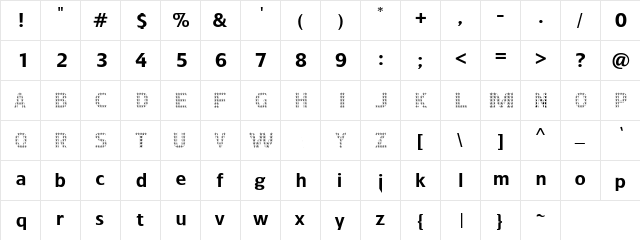 StarCapitals Regular  glyph index