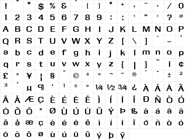 KasseFLF Regular  glyph index