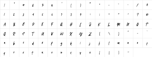 Linebrush Regular  glyph index