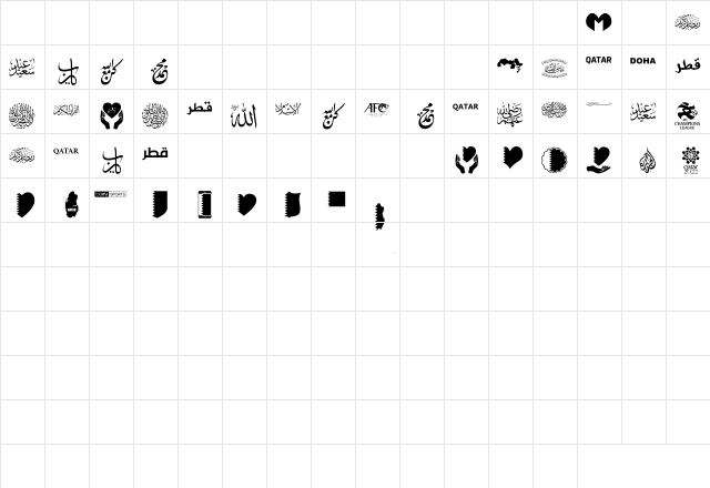 Font Color Qatar Regular  glyph index