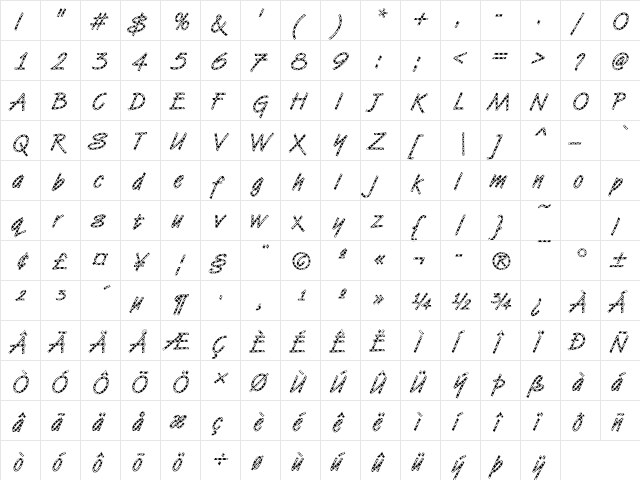 VanDijk09 Becker Regular  glyph index
