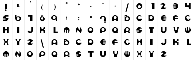 Nadia Regular  glyph index