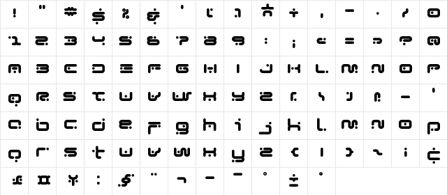 Gymnast Regular  glyph index