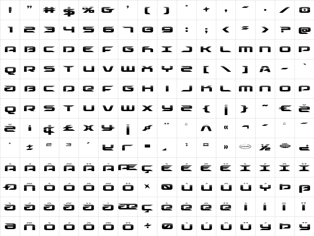 Drive Halftone Regular  glyph index