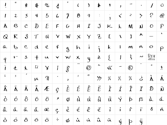 LEHN247 Regular  glyph index