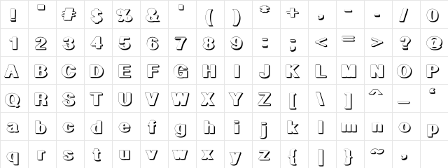 geometric RegularShadow  glyph index
