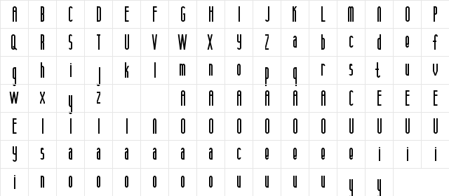Anamelia Demo Condensed Regular  glyph index