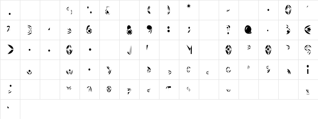 Fat Cyan Regular  glyph index
