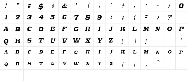 Nomen Oblique  glyph index