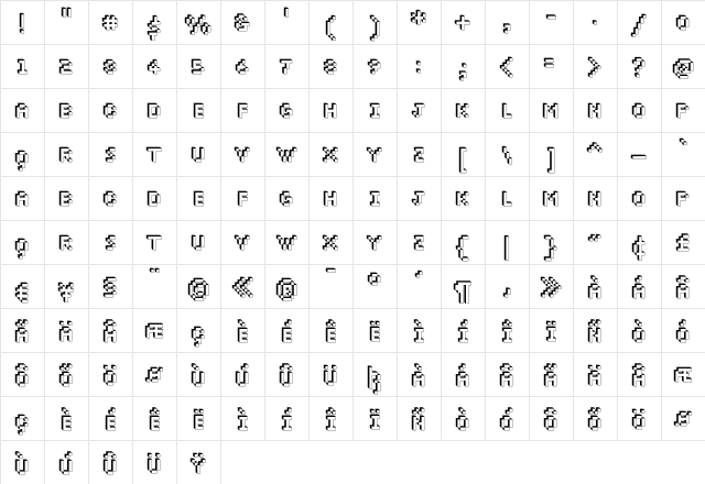 Dopil Regular  glyph index