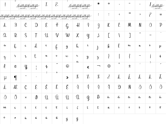 streetlight demo version script  glyph index