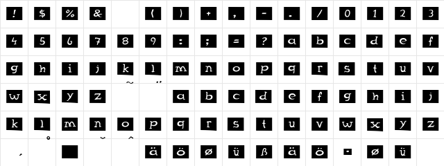 MexRegularTwo Regular  glyph index