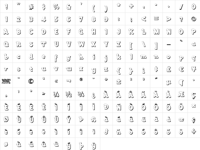 Lackawanna Weed NF Regular  glyph index