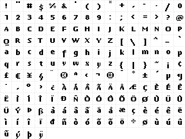 FedraNine Bold  glyph index