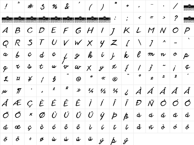 Another shabby Light  glyph index