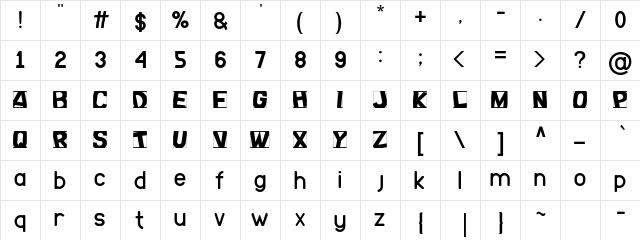 THE HIDDEN Regular  glyph index