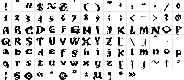 Dikovina Bold  glyph index