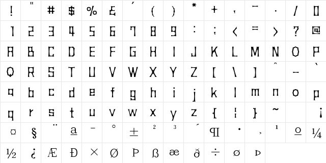״&#56528̴֔ Regular  glyph index