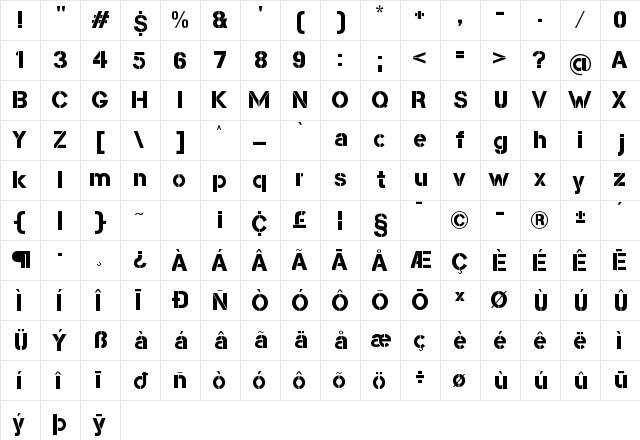 Capture Smallz Clean Regular  glyph index