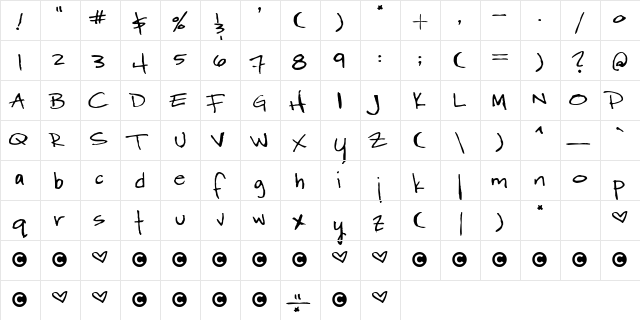 WordyDivaBeta Regular  glyph index