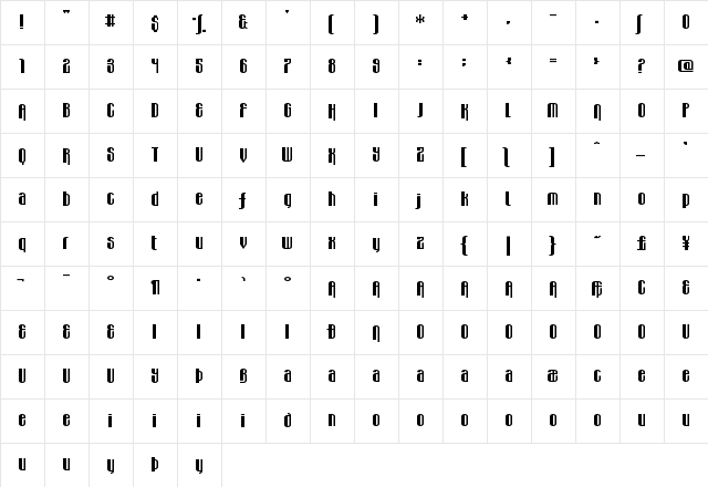 Wabbit Sans Regular  glyph index