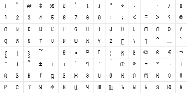 RonInset3 Normal  glyph index