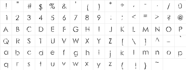 Go Gothic Grunge Regular  glyph index