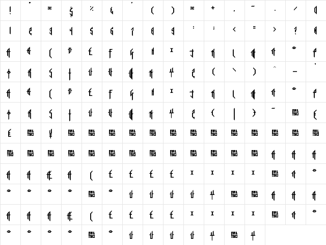 Sorrier Statements Regular  glyph index