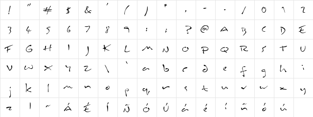 Inkburrow Regular  glyph index