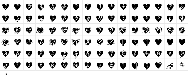 AllHeartsNormal Medium  glyph index