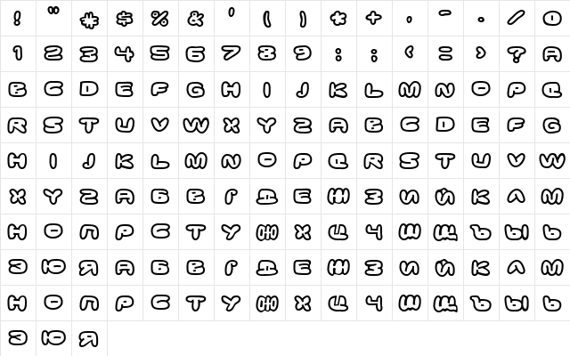 DS Down Cyr Regular  glyph index