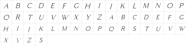 Coldiac Free Italic  glyph index