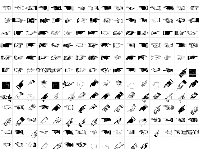 AllHands Regular  glyph index