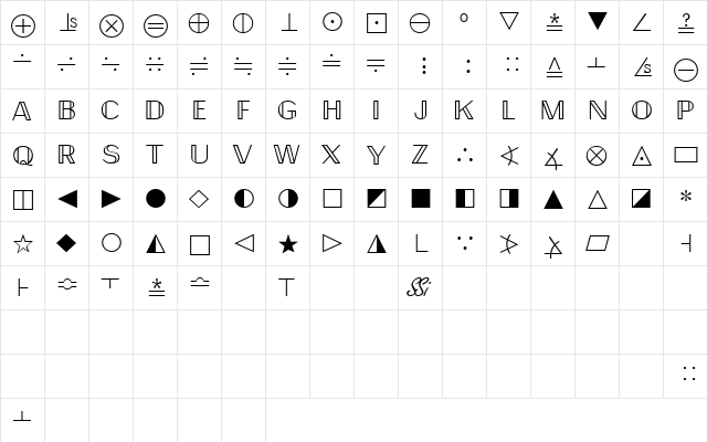 QuantaPiFourSSK Regular  glyph index