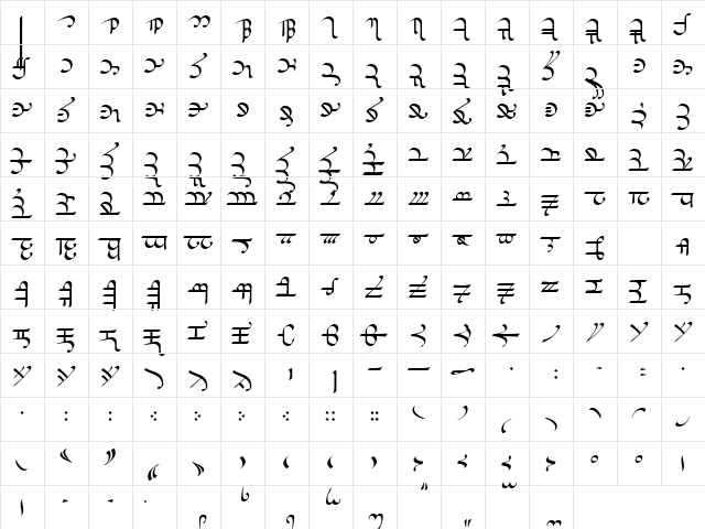 Sarati Eldamar Vertical BETA 3 Regular  glyph index