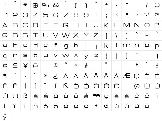 MinimaExpandedSSK Regular  glyph index