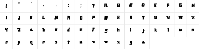 Square Font Regular  glyph index