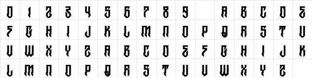 H74 Witches Regular  glyph index