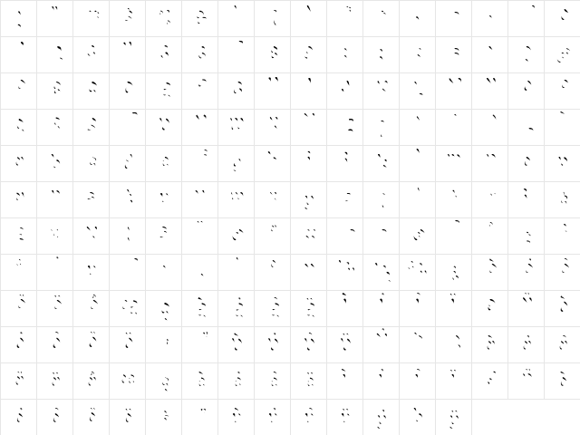 Choko Highlight Regular  glyph index