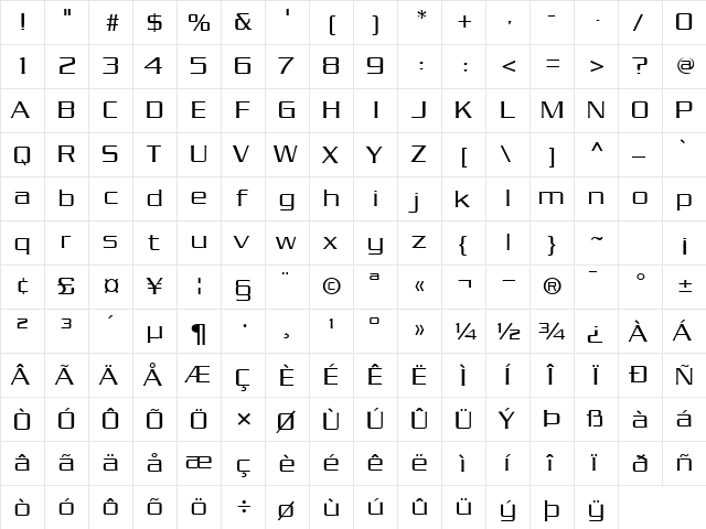 Babylon Regular  glyph index