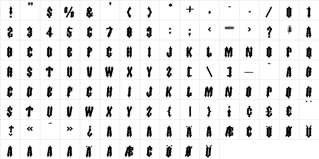 DornspitzGrotesk Regular  glyph index