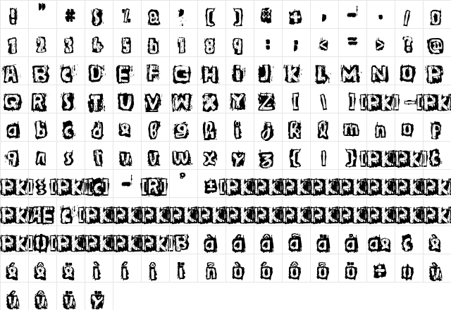 Guignols Band Regular  glyph index